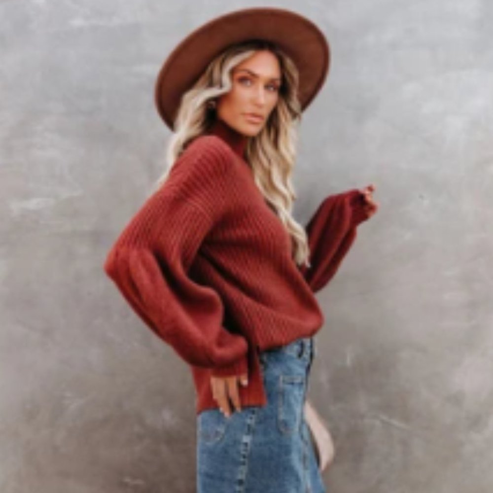 BOZENKA Ribbed Mock Neck Sweater - Picture 4 of 9